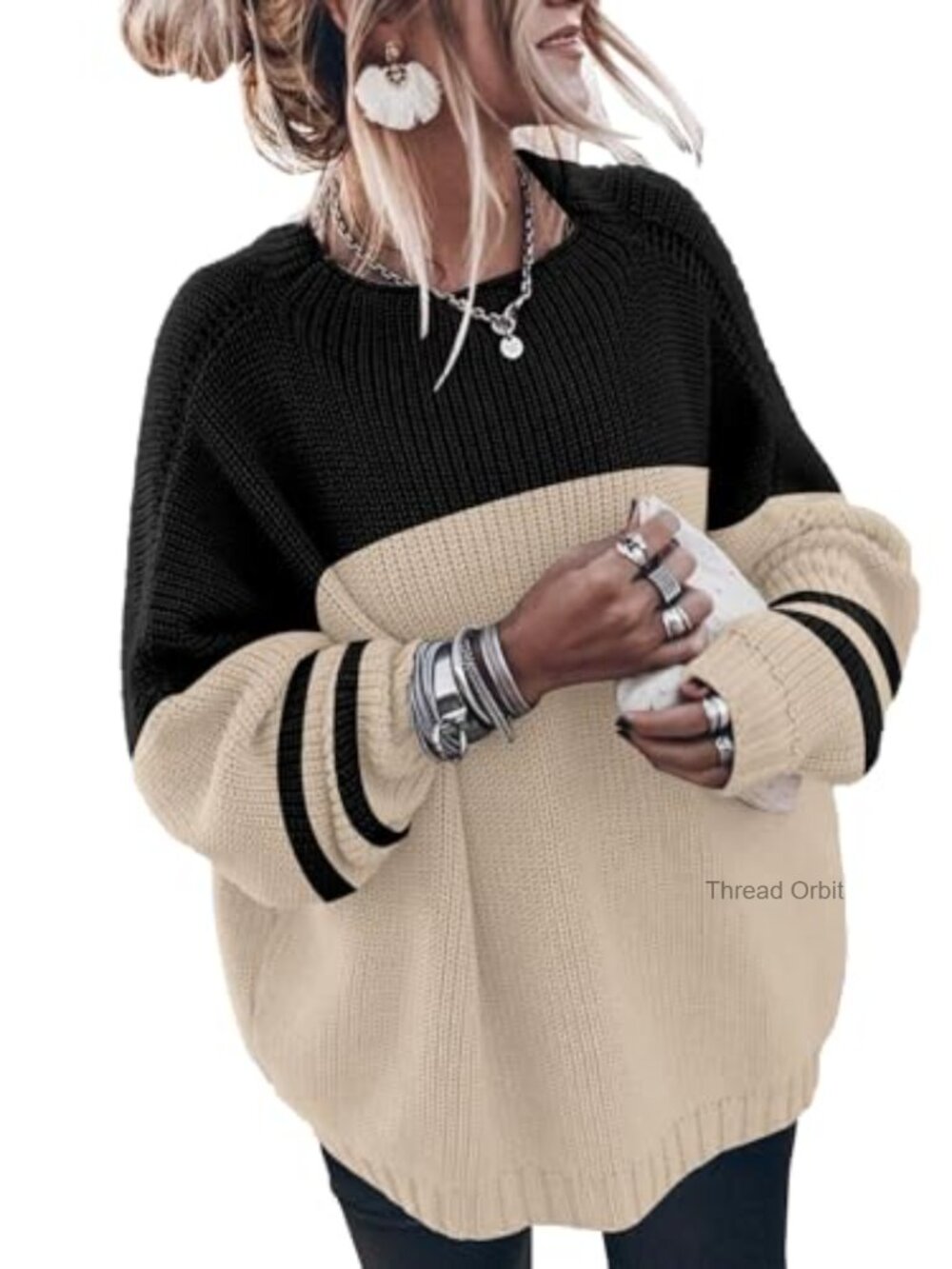 Oversized Knit Sweater Mock Neck Batwing Sleeve Drop Shoulder Cozy Pullover